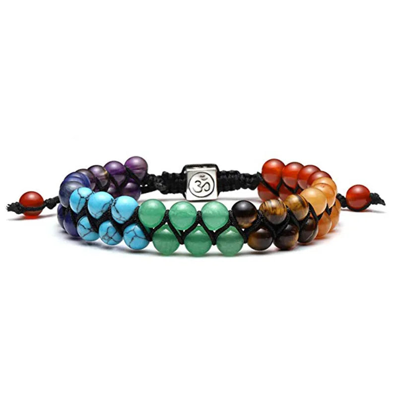 Novo 7 Chakra Tratamento Cristal Homens Pulseira Yoga Pedra Contas Ajustáveis ​​Pulseira Meditação Relaxamento Ansiedade Pulseira Feminina 