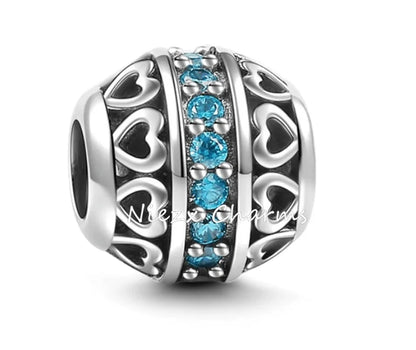 Nuevo dije de plata 925 con forma de corazón de circonita púrpura, rosa, roja, azul y verde, cuentas redondas compatibles con pulsera Pandora original, joyería fina DIY 