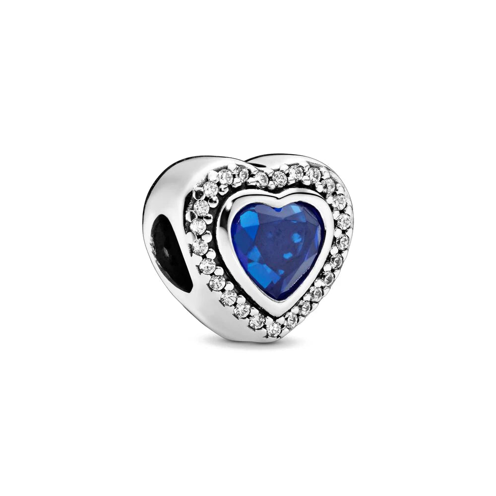 Nuevo dije de plata 925 con forma de corazón de circonita púrpura, rosa, roja, azul y verde, cuentas redondas compatibles con pulsera Pandora original, joyería fina DIY 