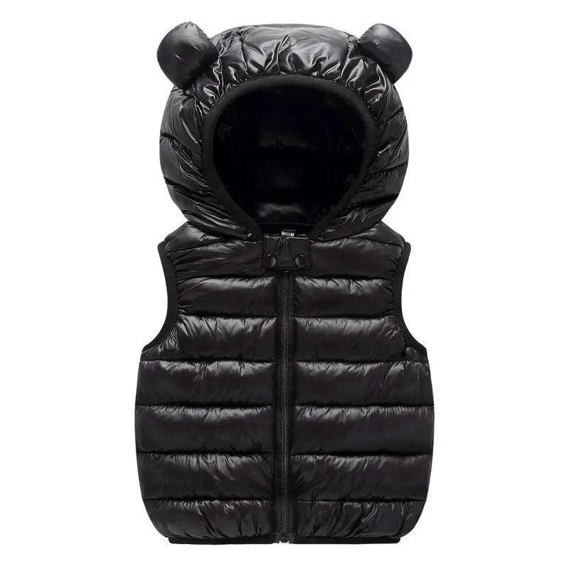 New Baby Boys Girls Warm Down Vest Autumn Winter Cotton Waistcoat With Ears Kids Outerwear Children Clothing Hooded Jacket Vests