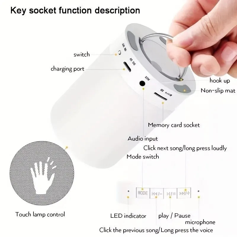 New Bedside Table Lamp Wireless Bluetooth with Speaker Touch Light Colorful LED Night Dimming Atmosphere Table Lamp for Kid Gift Leedoar