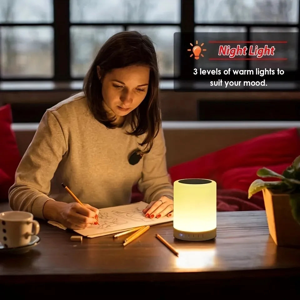 New Bedside Table Lamp Wireless Bluetooth with Speaker Touch Light Colorful LED Night Dimming Atmosphere Table Lamp for Kid Gift Leedoar