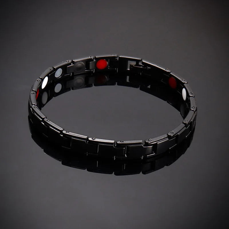 Nueva pulsera magnética de estilo informal para hombres, pulseras simples de acero inoxidable negras para el cuidado de la salud de la artritis, regalos de joyería 