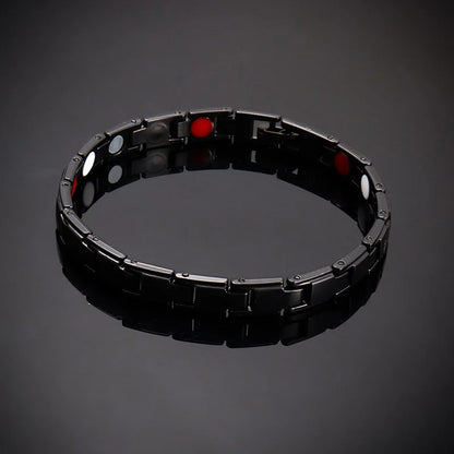 Novo estilo casual masculino pulseira magnética simples preto aço inoxidável pulseiras para artrite cuidados de saúde joias presentes 