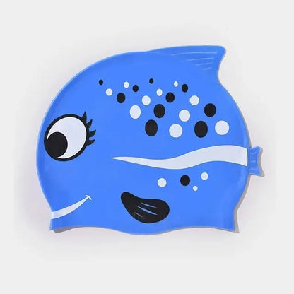 New Children's Silicone Waterproof Fashion Cartoon Spot Fish Boys and Girls Comfortable Soft No Cut Head Swimming Cap