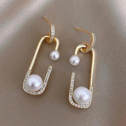 New Classic Elegant Imitation Pearl Dangle Earrings For Women Crystal Long Tassel Exquisite Drop Earring Wedding Jewelry Leedoar