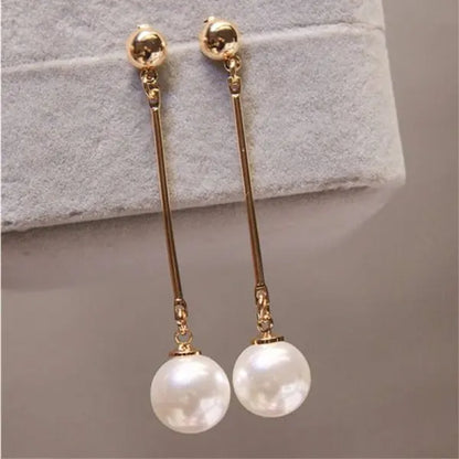 New Classic Elegant Imitation Pearl Dangle Earrings For Women Crystal Long Tassel Exquisite Drop Earring Wedding Jewelry Leedoar