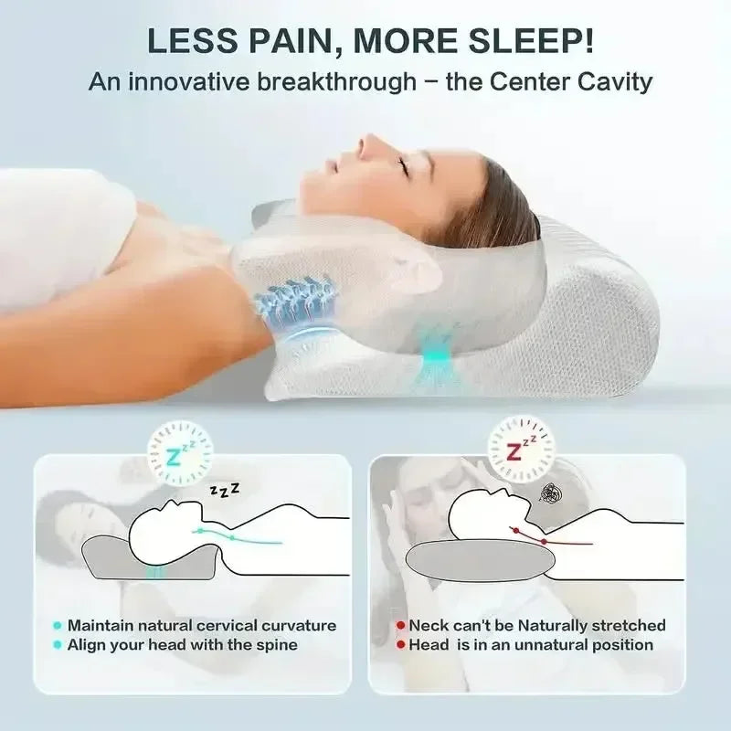 Nueva almohada cervical de espuma viscoelástica con contorno, almohada ortopédica ergonómica para el dolor de cuello, para quienes duermen de lado, boca arriba y boca abajo, almohadas correctivas 