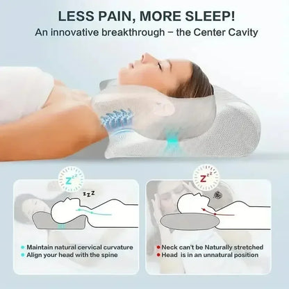 Novo travesseiro cervical de espuma viscoelástica Contour, travesseiro ortopédico ergonômico para dor no pescoço, para lado, costas, estômago, travesseiros corretivos 