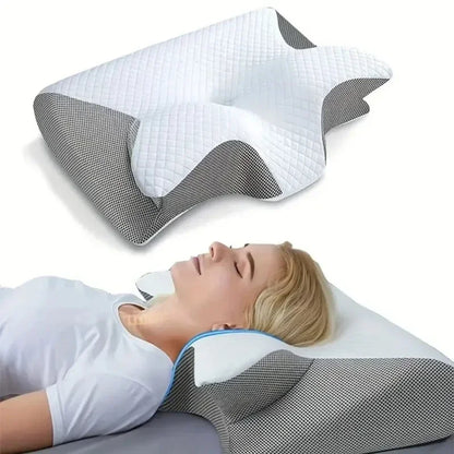 Nueva almohada cervical de espuma viscoelástica con contorno, almohada ortopédica ergonómica para el dolor de cuello, para quienes duermen de lado, boca arriba y boca abajo, almohadas correctivas 