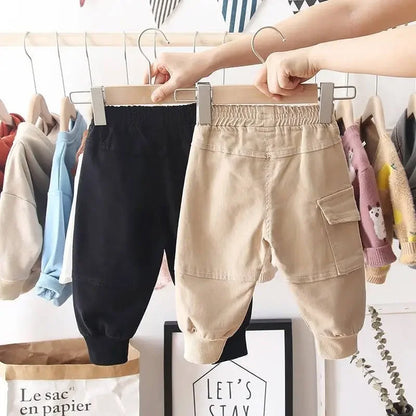 New Cotton Cargo Pants for 2-6 Years Old Solid Boys Casual Sport Pants Enfant Garcon Kids Children Trousers 2-8Years Clothes Leedoar