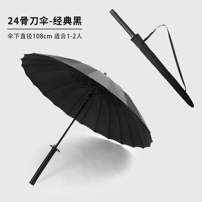 Novo criativo japonês samurai guarda-chuva alça automática alça longa preto à prova de chuva ninja espada katana guarda-chuva 