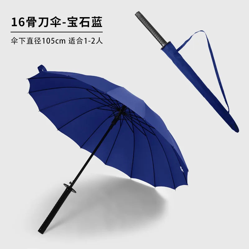 Novo criativo japonês samurai guarda-chuva alça automática alça longa preto à prova de chuva ninja espada katana guarda-chuva 