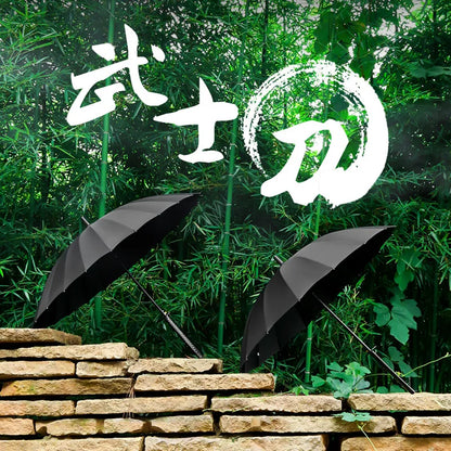 Novo criativo japonês samurai guarda-chuva alça automática alça longa preto à prova de chuva ninja espada katana guarda-chuva 