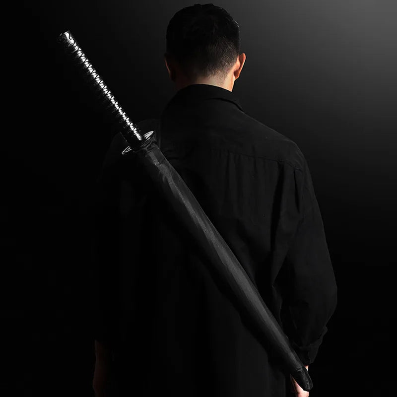 Novo criativo japonês samurai guarda-chuva alça automática alça longa preto à prova de chuva ninja espada katana guarda-chuva 