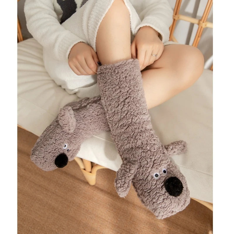 New Dog Snow Socks Floor Socks Cartoon Adult Sleep Socks WinterSocks Leg Covers Carpet Slippers Socks Couple Socks Christmas Gif