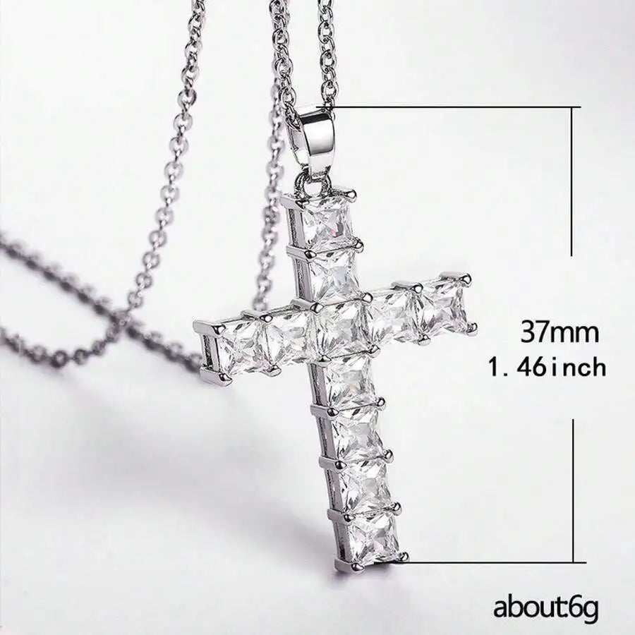 New Fashion Necklaces Female Pendants Gold Multi Color Crystal Jesus Cross Pendant For Women Necklace Party Leisure Time Jewelry Leedoar
