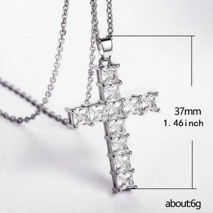 New Fashion Necklaces Female Pendants Gold Multi Color Crystal Jesus Cross Pendant For Women Necklace Party Leisure Time Jewelry Leedoar