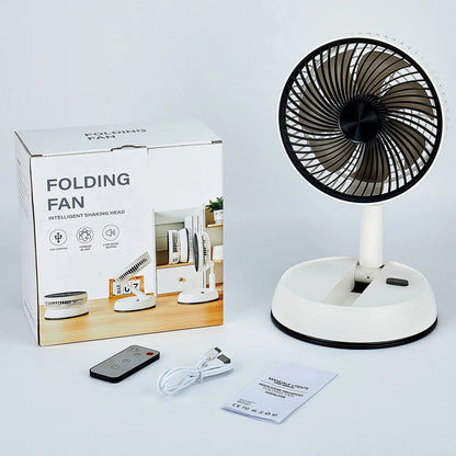 New Gale Telescopic Folding Fan Shaking Time Outdoor Remote Control Fan Floor Fan Rechargeable Portable 7-inch USB Folding Fan Leedoar