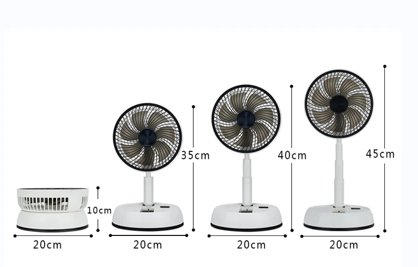 New Gale Telescopic Folding Fan Shaking Time Outdoor Remote Control Fan Floor Fan Rechargeable Portable 7-inch USB Folding Fan Leedoar