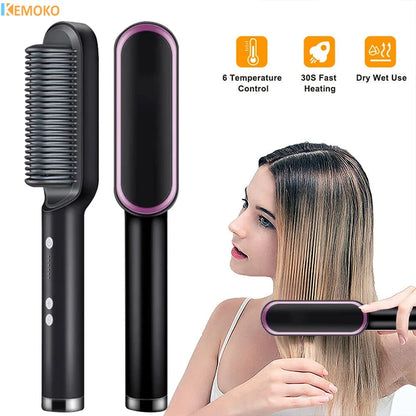 New Hair Straightener Professional Quick Heated Electric Hot Comb Hair Mini Comb Personal Care Multifunctional Hairstyle Brush Leedoar