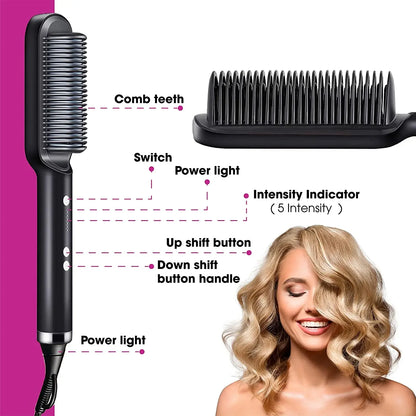 New Hair Straightener Professional Quick Heated Electric Hot Comb Hair Mini Comb Personal Care Multifunctional Hairstyle Brush Leedoar