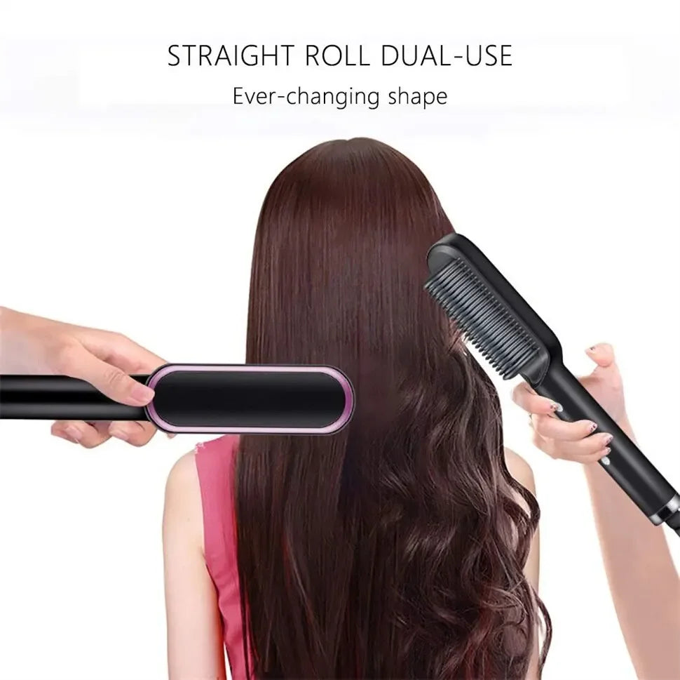 New Hair Straightener Professional Quick Heated Electric Hot Comb Hair Mini Comb Personal Care Multifunctional Hairstyle Brush Leedoar