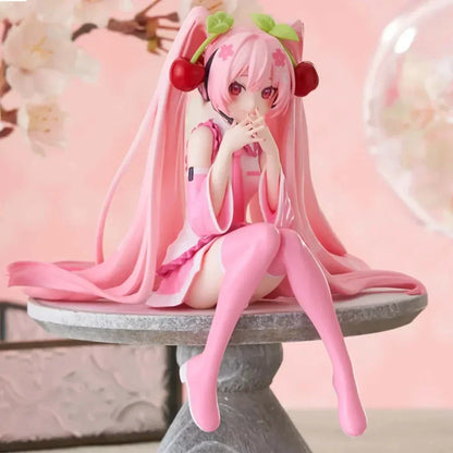 New Hatsune Miku Anime Figure Pink Dress PVC Model Action Toys Cherry Pink Cherry Blossom Decoration Collect Gifts Leedoar