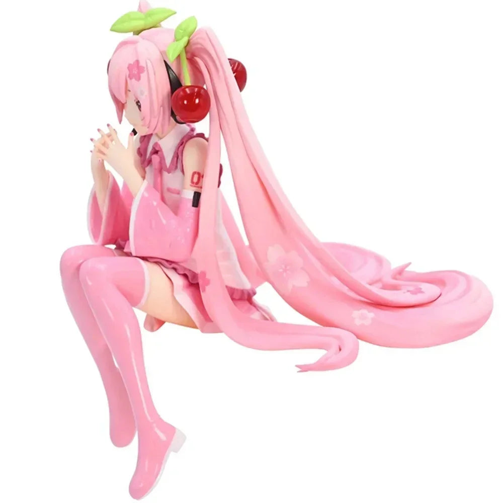 New Hatsune Miku Anime Figure Pink Dress PVC Model Action Toys Cherry Pink Cherry Blossom Decoration Collect Gifts Leedoar