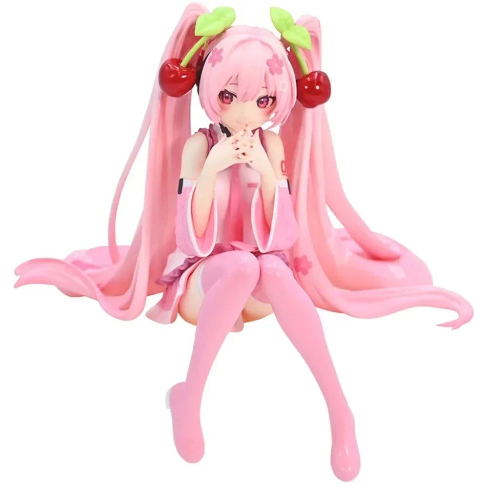 New Hatsune Miku Anime Figure Pink Dress PVC Model Action Toys Cherry Pink Cherry Blossom Decoration Collect Gifts Leedoar