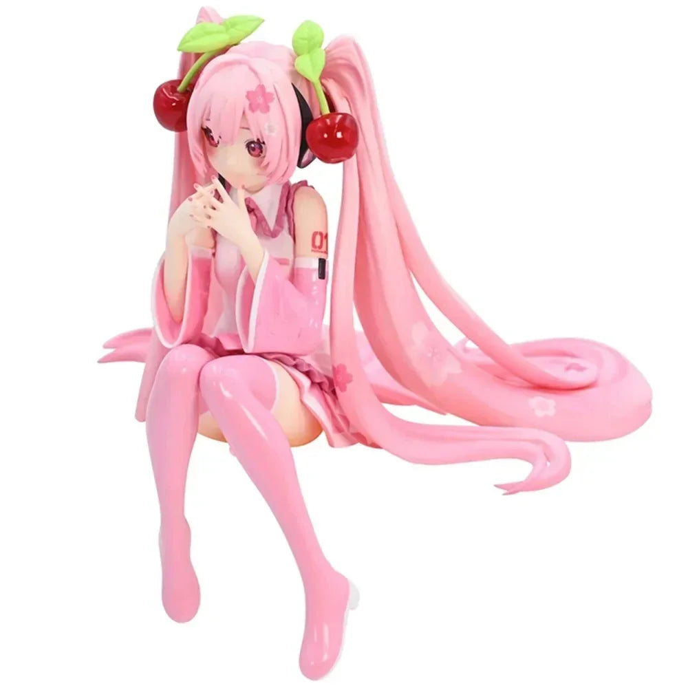 New Hatsune Miku Anime Figure Pink Dress PVC Model Action Toys Cherry Pink Cherry Blossom Decoration Collect Gifts Leedoar