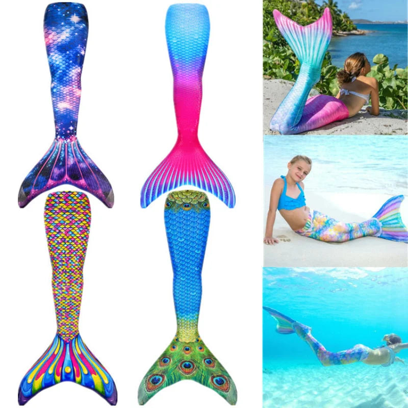 New Kids Adult Swimming Mermaid tail Girl Mom Cosplay Mermaid Costume Children Party Gift Fantasy Swimsuit With Monofin Fin Leedoar