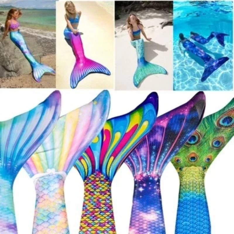 New Kids Adult Swimming Mermaid tail Girl Mom Cosplay Mermaid Costume Children Party Gift Fantasy Swimsuit With Monofin Fin Leedoar