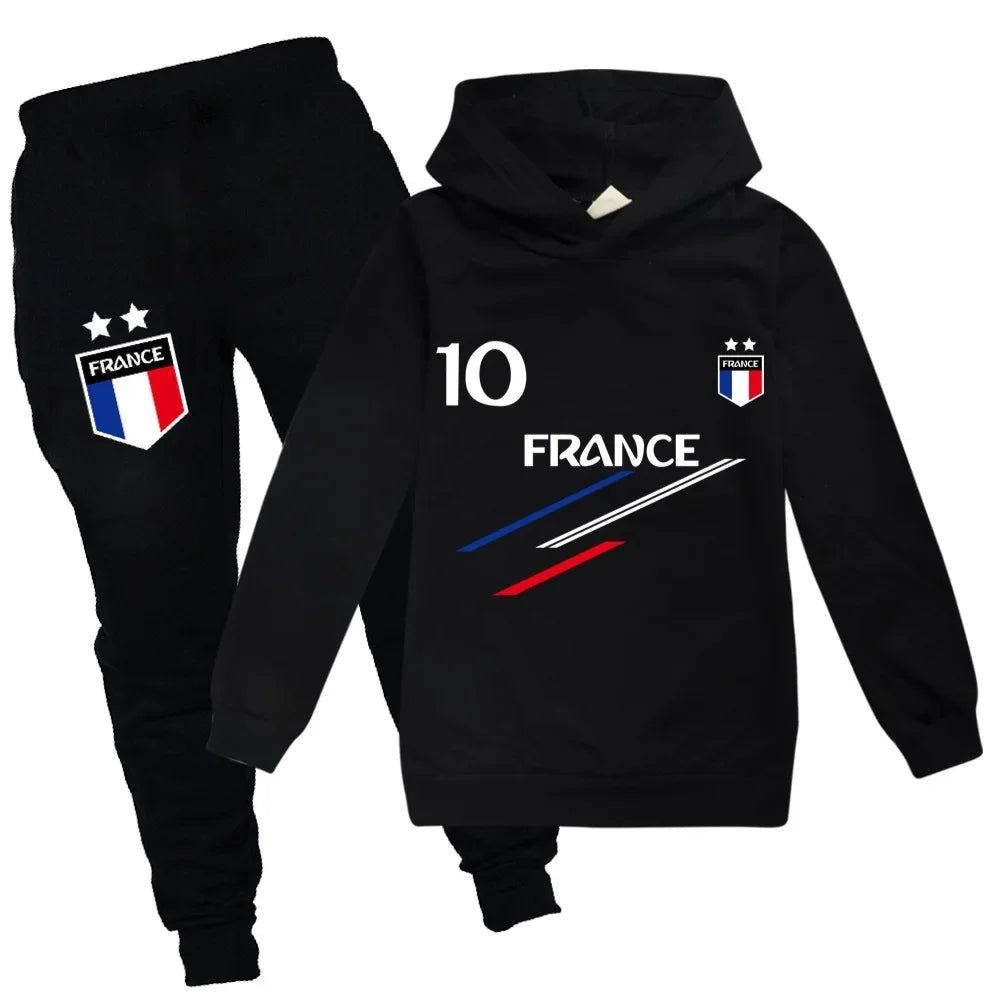 New Kids Clothes Baby Boys France Football 10 Tracksuit Tops Pants 2PCS Children Boy Spring Autumn Outfits Girls Sets 2-15 Years Leedoar