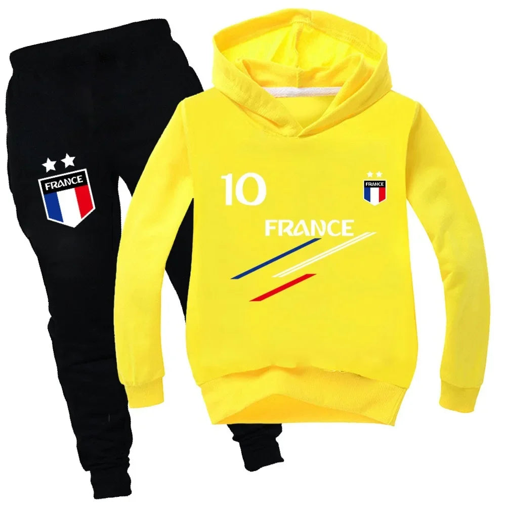 New Kids Clothes Baby Boys France Football 10 Tracksuit Tops Pants 2PCS Children Boy Spring Autumn Outfits Girls Sets 2-15 Years Leedoar