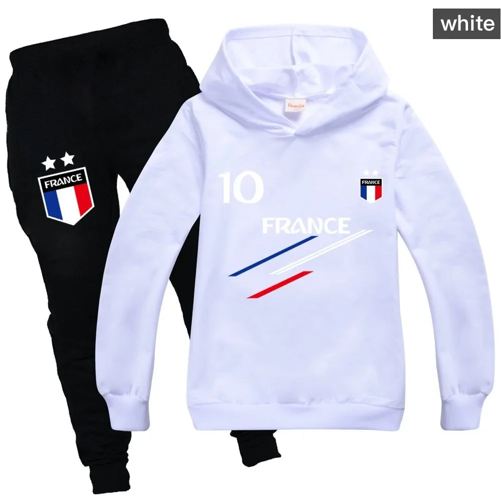 New Kids Clothes Baby Boys France Football 10 Tracksuit Tops Pants 2PCS Children Boy Spring Autumn Outfits Girls Sets 2-15 Years Leedoar