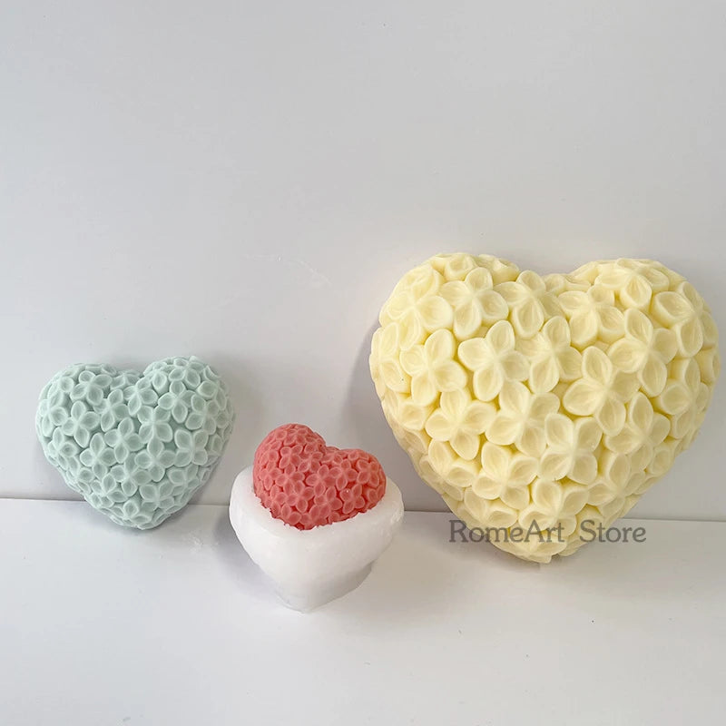 Novo molde de vela de silicone com flor de amor 3d, decoração de bolo de chocolate, ferramentas de cozimento, sabonete para as mãos, moldes de fundição de resina de gesso 