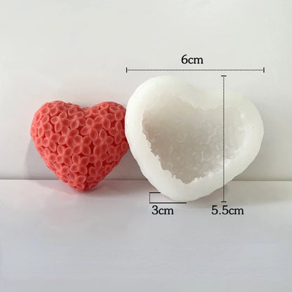 Novo molde de vela de silicone com flor de amor 3d, decoração de bolo de chocolate, ferramentas de cozimento, sabonete para as mãos, moldes de fundição de resina de gesso 