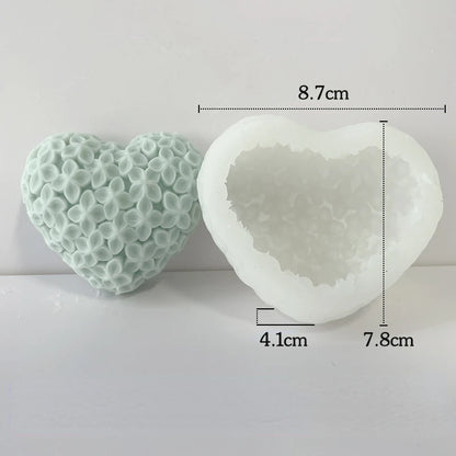 Novo molde de vela de silicone com flor de amor 3d, decoração de bolo de chocolate, ferramentas de cozimento, sabonete para as mãos, moldes de fundição de resina de gesso 