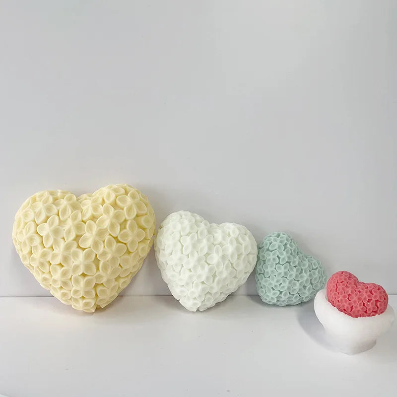 Novo molde de vela de silicone com flor de amor 3d, decoração de bolo de chocolate, ferramentas de cozimento, sabonete para as mãos, moldes de fundição de resina de gesso 