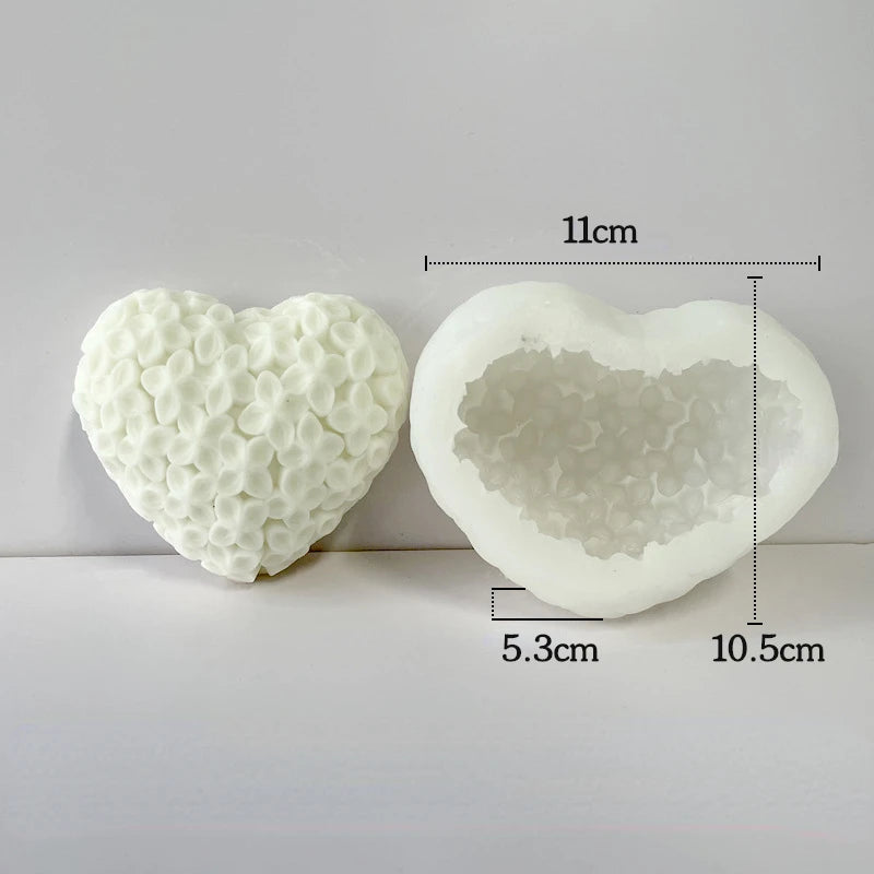 Novo molde de vela de silicone com flor de amor 3d, decoração de bolo de chocolate, ferramentas de cozimento, sabonete para as mãos, moldes de fundição de resina de gesso 