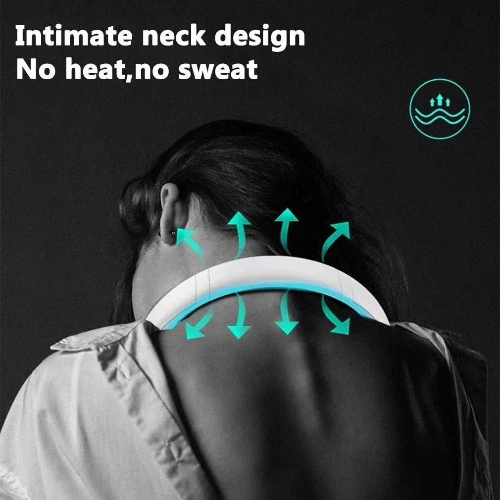 New Mini Neck Fan Portable Bladeless Hanging Neck 1200mAh Rechargeable Air Cooler 3 Speed Mini Summer Sports Fans Leedoar