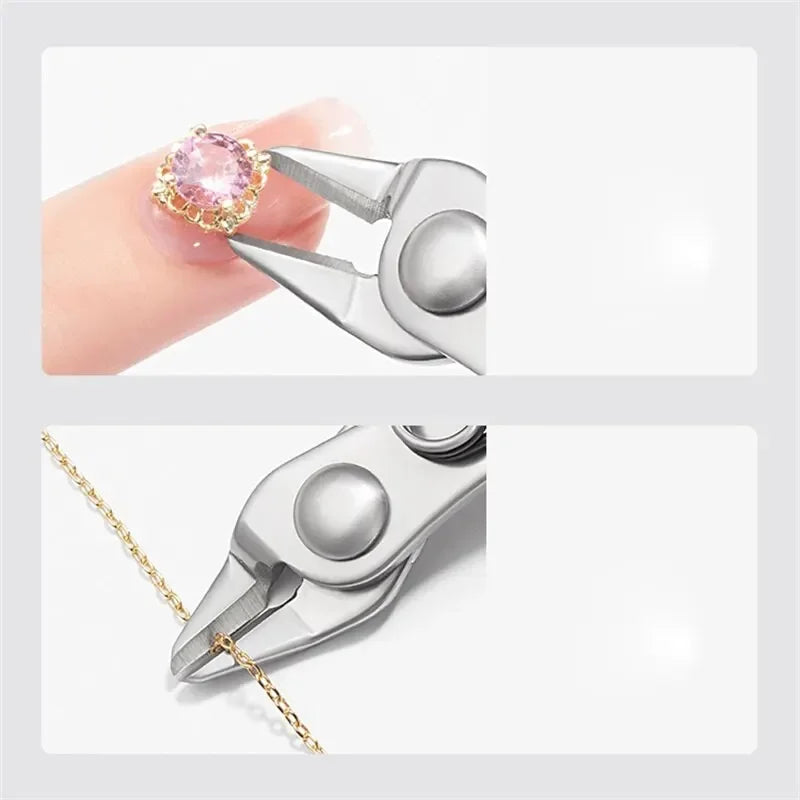 New Model Flat-Nose Diamond Removal Pliers Metal Chain Cutting Zircon Jewelry High Force Cutter Small Clipper for Removin Leedoar