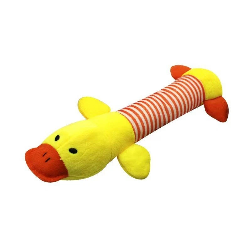 New Pet Toy Striped Elephant, Yellow Duck, Pink Pig Biting Pet Toy Simulated Pet Sound Dog Toy Leedoar