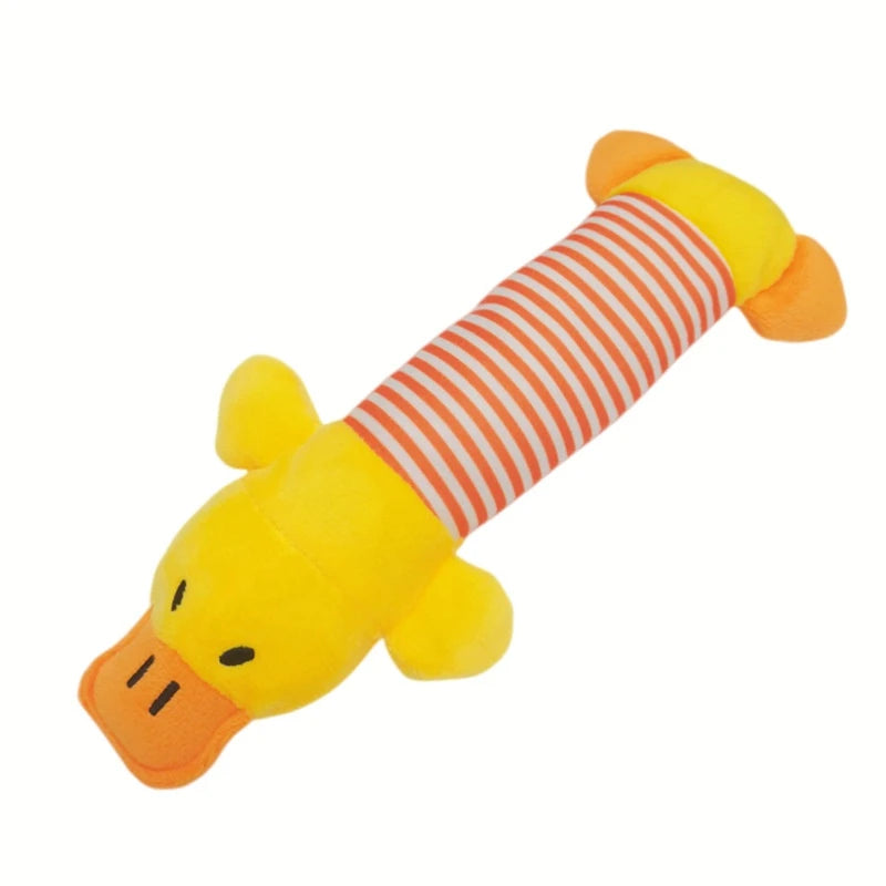 New Pet Toy Striped Elephant, Yellow Duck, Pink Pig Biting Pet Toy Simulated Pet Sound Dog Toy Leedoar