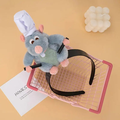 New Ratatouille Hairband Cartoon Anime Cute Plush Doll Hairpin Funny Headband Cute Headdress Creative Headband Girl Gifts Leedoar