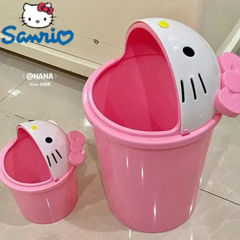 Novo Sanrio Hello Kitty Dustbin Lixeira Lixeira Lixeira Lixeira Sanrio Kawaii Lixeira Papel Cesta Sala Quarto