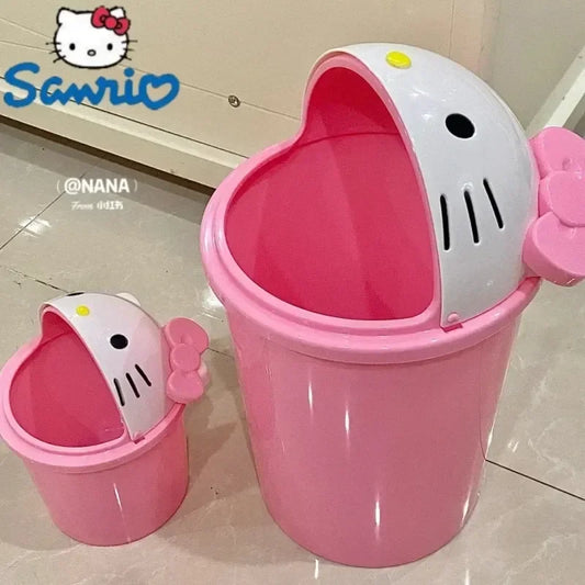 New Sanrio Hello Kitty Dustbin Trash Can Rubbish Bin Garbage Binsanrio Kawaii Trash Paper Basket Can Living Room Bedroom Leedoar