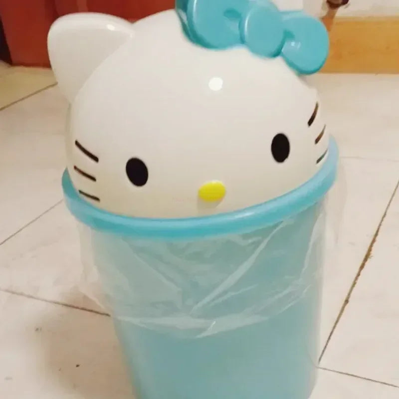 Novo Sanrio Hello Kitty Dustbin Lixeira Lixeira Lixeira Lixeira Sanrio Kawaii Lixeira Papel Cesta Sala Quarto