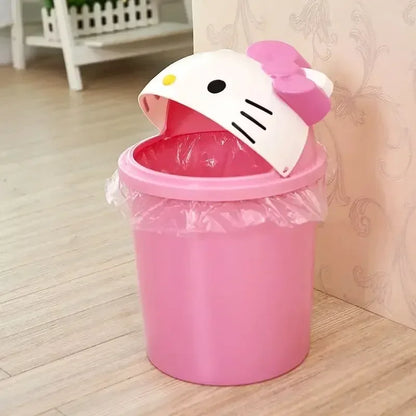 Novo Sanrio Hello Kitty Dustbin Lixeira Lixeira Lixeira Lixeira Sanrio Kawaii Lixeira Papel Cesta Sala Quarto